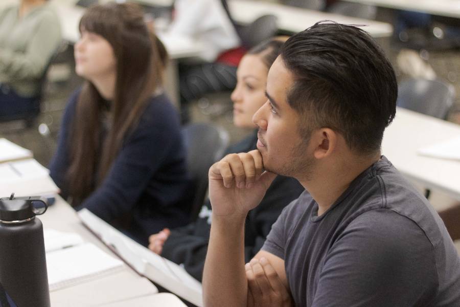 A student observes a lecture at Chaffey College.