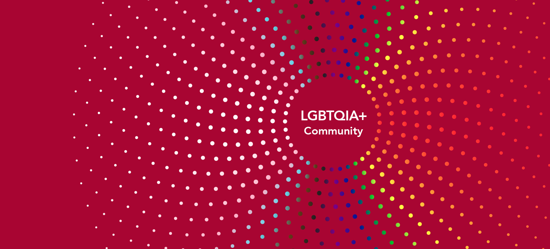 rainbow circle on red background with lgbtqia