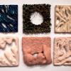 Joseph Keryakes, “Inner Landscapes,” 2022. Fifty ceramic tiles. 12 x 12 inches each.