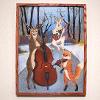 Melanie Delaney, “Streichtrio im Winter [String Trio in Winter]”, 2022. Oil pastels and colored pencil on paper. 24 x 18 inches.