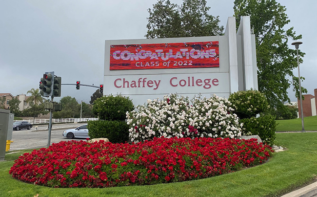 Chaffey marquee sign reds Congratulations class of 2022