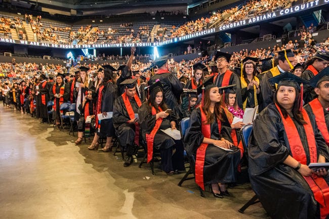 Grad students in the Toyota Arena