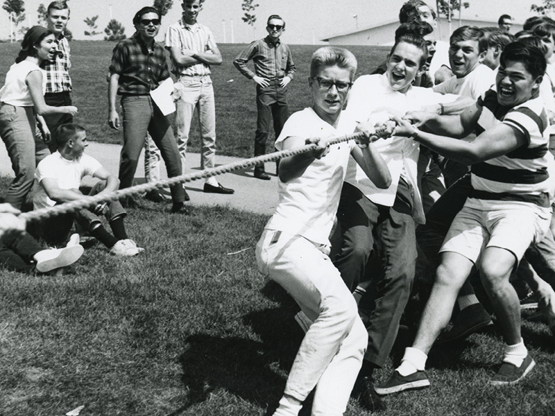 1960s students playing Tug of war game