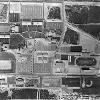 AERIAL VIEW: Chaffey College completed, ca. 1960, showing all original buildings, hardscaping, and landscaping from the Master Plan.