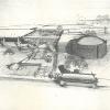 Architectural rendering of the original Health Science East and Planetarium