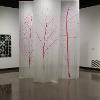 Juniper Harrower, “Botanical Entanglements,” 2022.Silk, ink, cochineal dye. 42 x 15 inches each. Collaborative research with Benjamin Blonder's UC Berkeley lab.