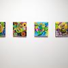 Omar Melendez, “Central,” 2024. Acrylic on panel. 18 x 18 inches each.
