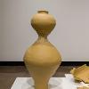 Kalia Spaulding, “Pressure: Corset,” 2024. Ceramic with plastic boning. Approximately 4 feet tall.