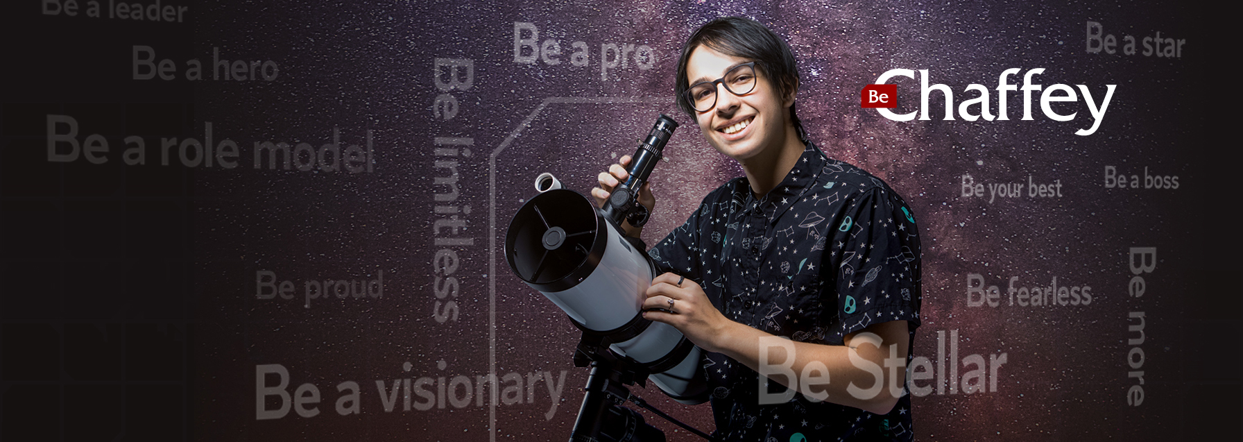 student looking into a binocular