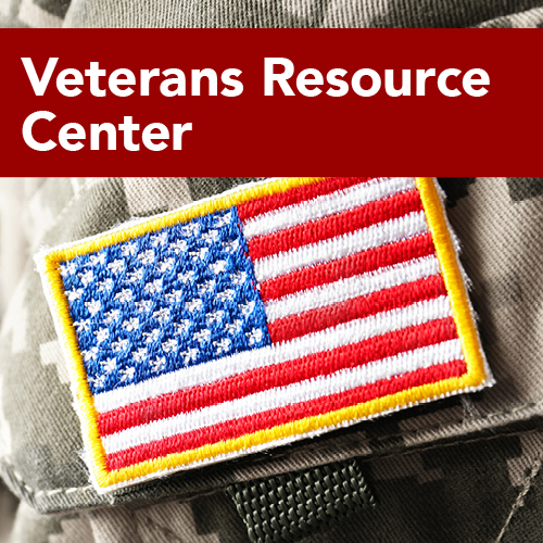 An American flag patch on a camouflage uniform symbolizes the Veterans Resource Center.