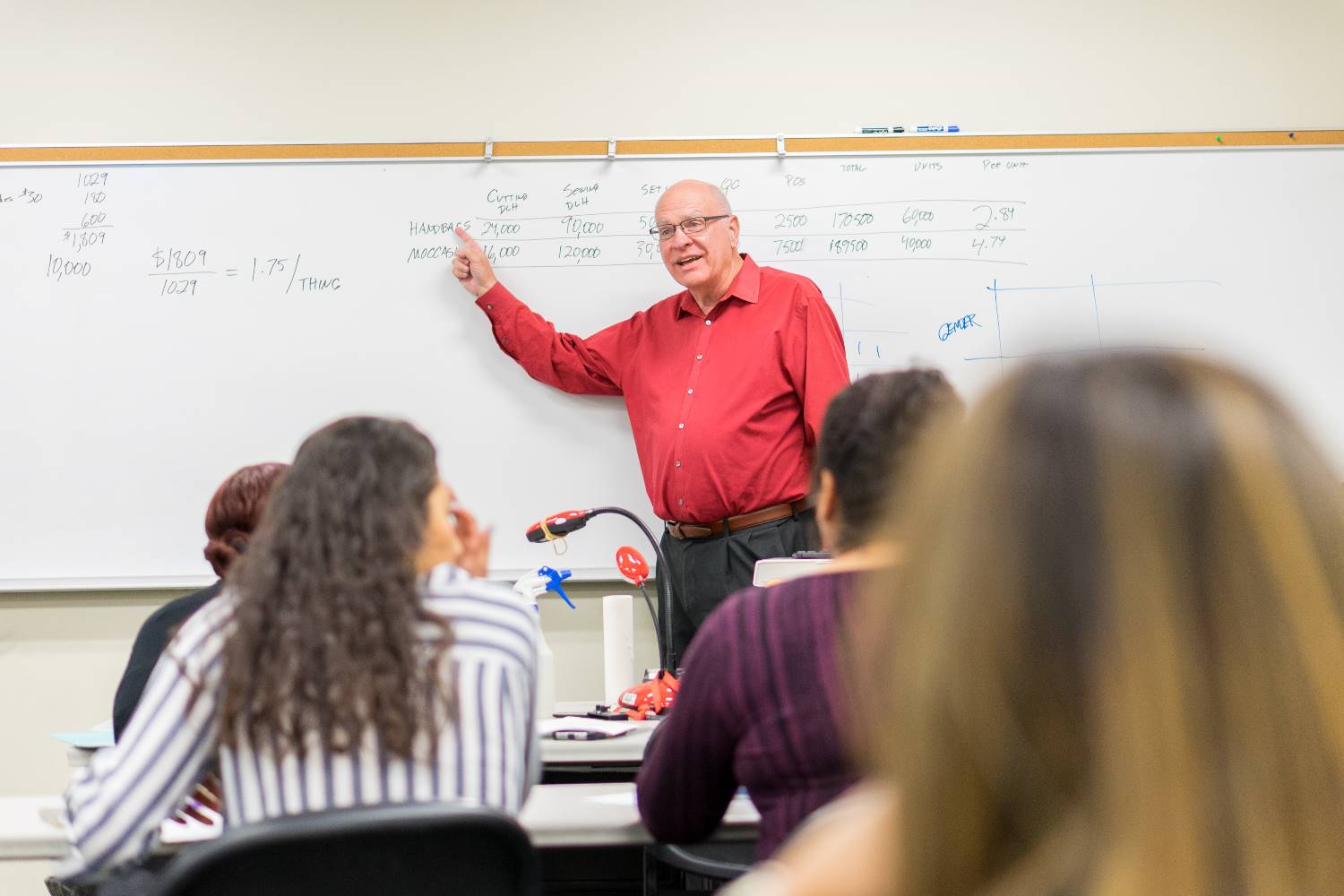 An instructor teaches an accounting class at Chaffey College.