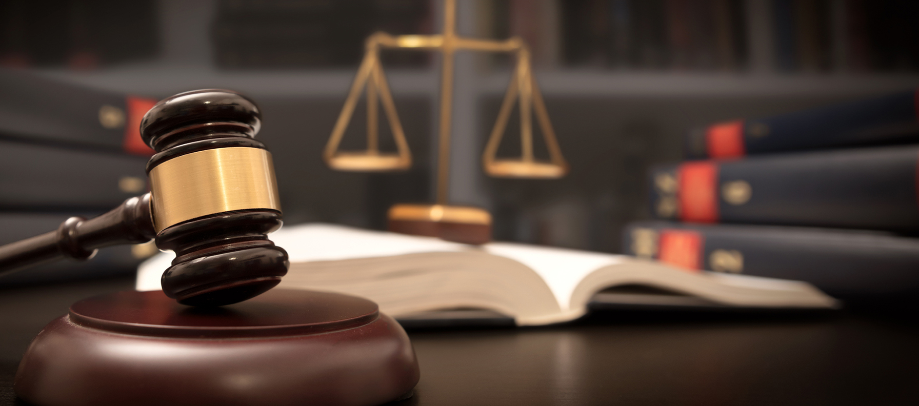 Judge gavel and scale in court