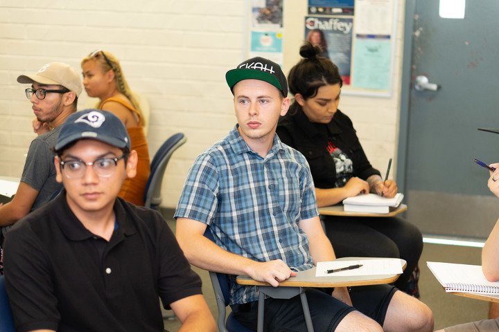 Students attend a crimial justice class.