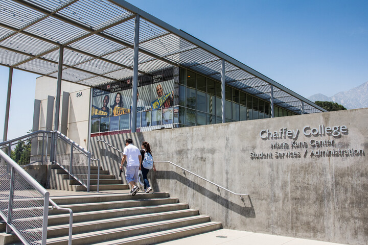 students walking up to ssa building