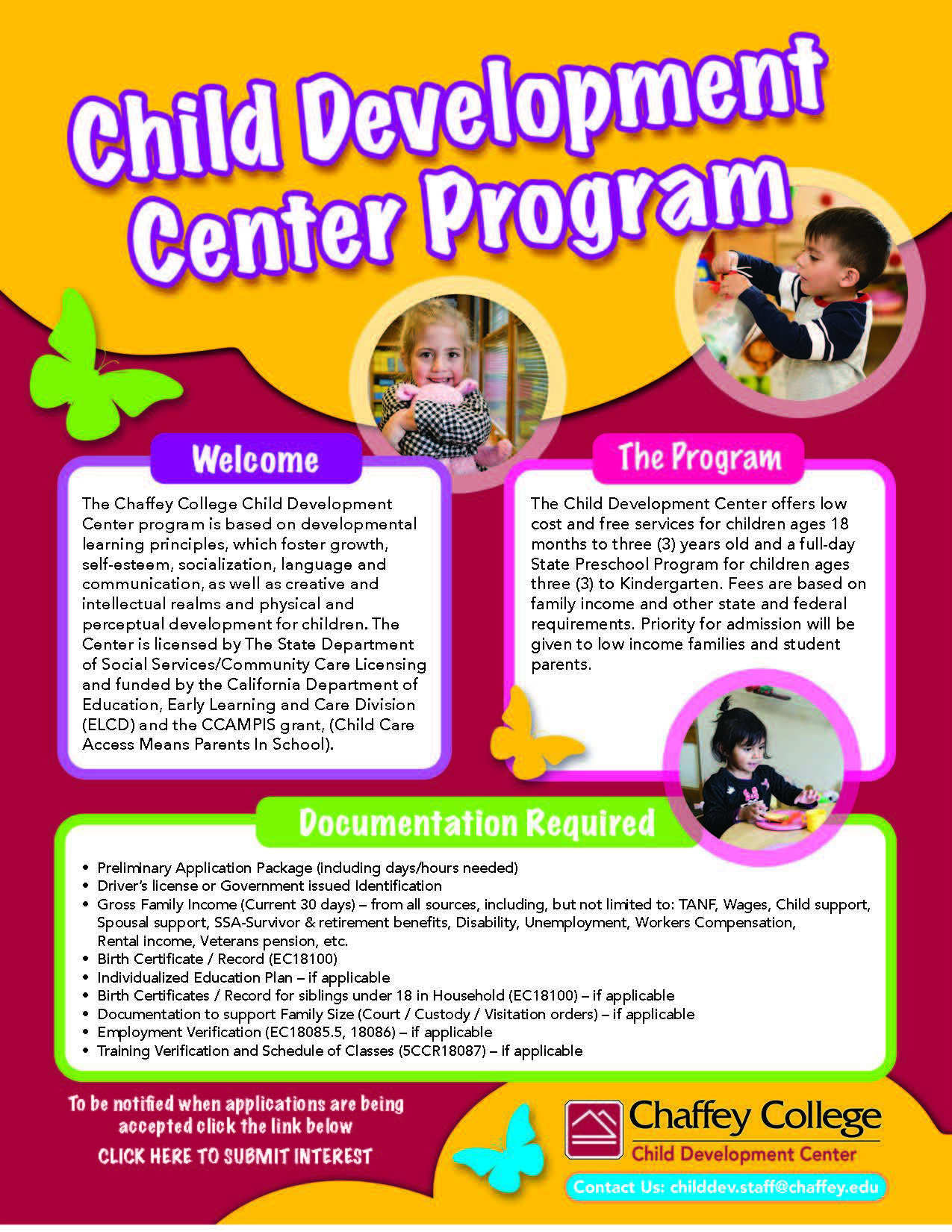 Child Development Center flyer