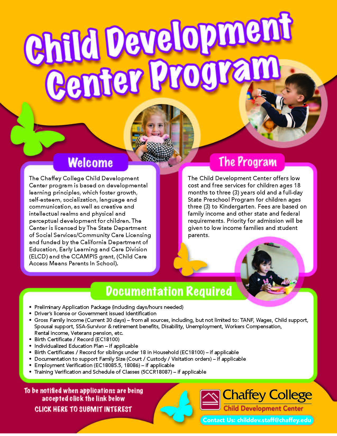 Child Development Center flyer