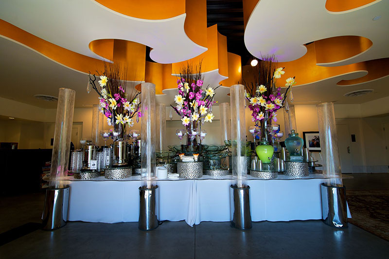 cocktail setup in the lobby