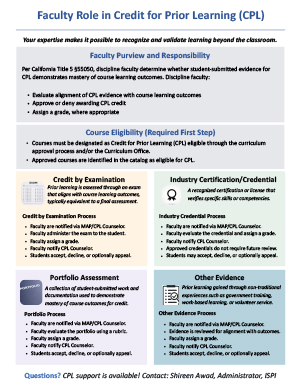 Faculty Role in Credit for Prior Learning flyer