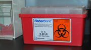 Specially designed disposal container for medical "sharps"