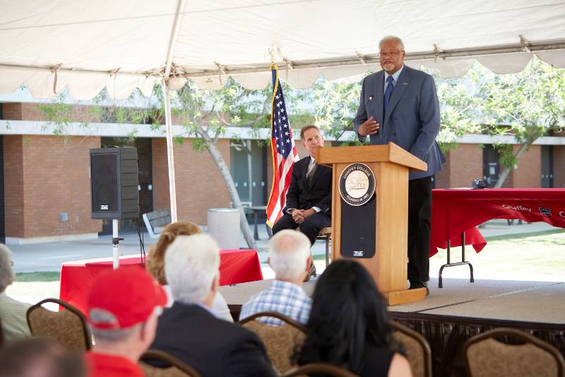 Henry D. Shannon speaks at the grand opening of the new Chino Instructional Building