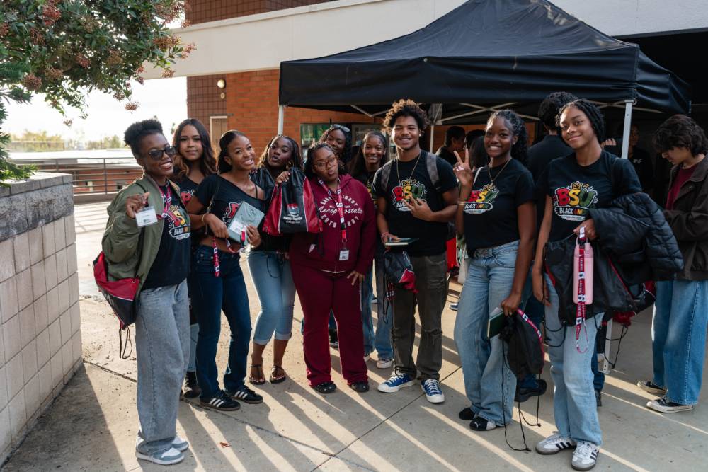 Students from Etiwanda High School's Black Student Union gather at the BBMM conference.