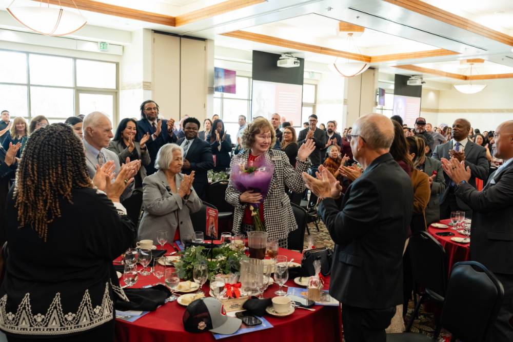 Kathleen Brugger at Report to the Community Kathleen Brugger