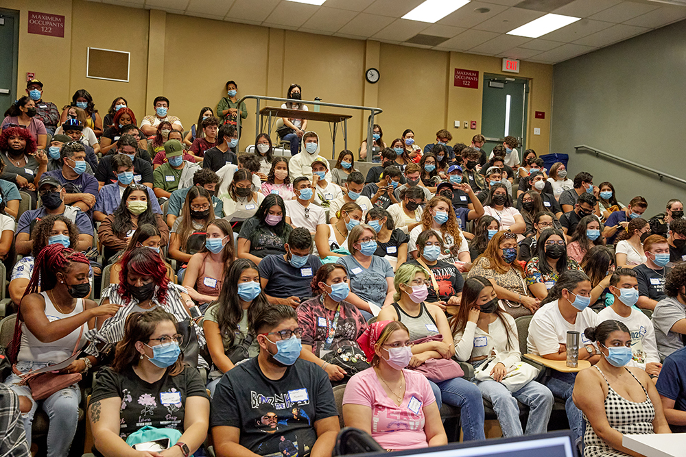 Students gather for orientation day.