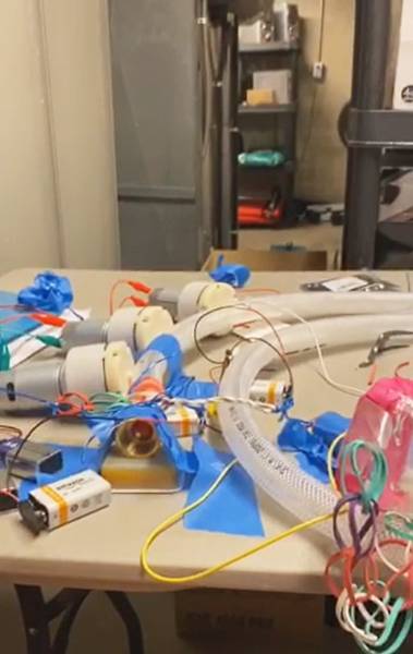A still image of Brayden Diver's ventilator project.