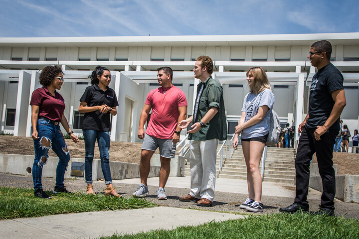 Students gathered around talking