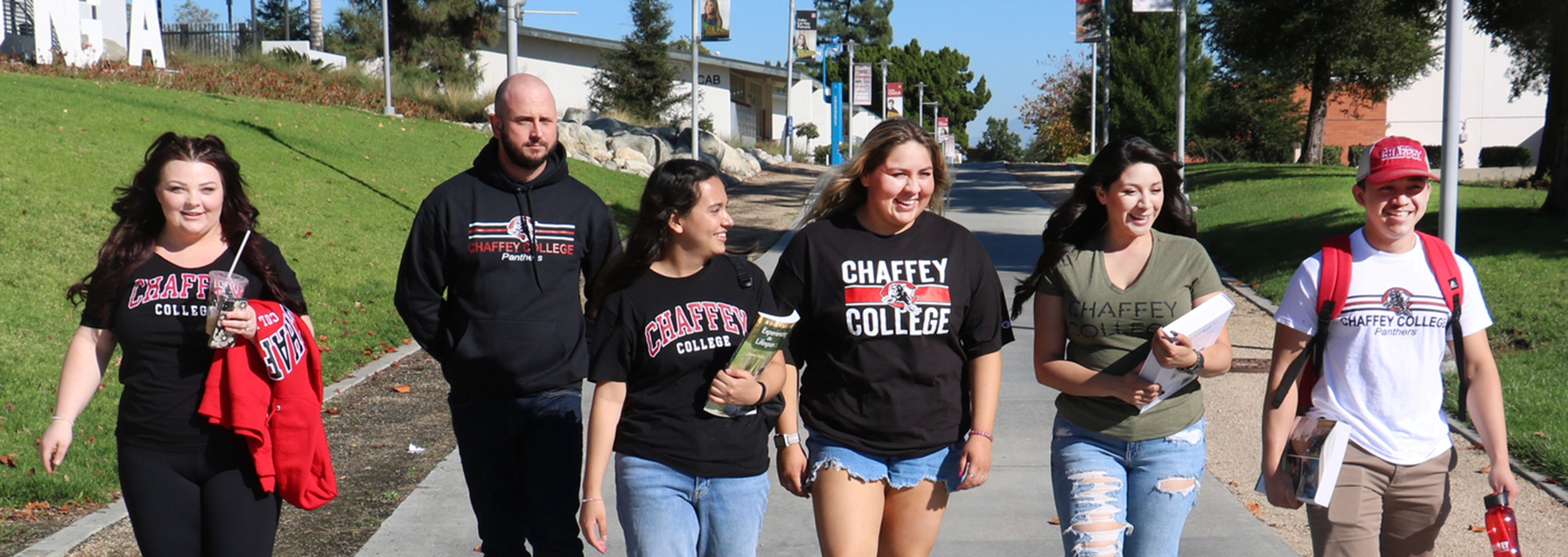 students walking on campus