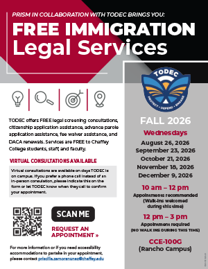 Free Immigration Legal Services flyer