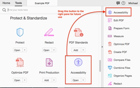 Adobe Accessibility tool