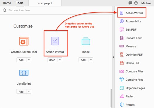 Adobe Action Wizard screenshot