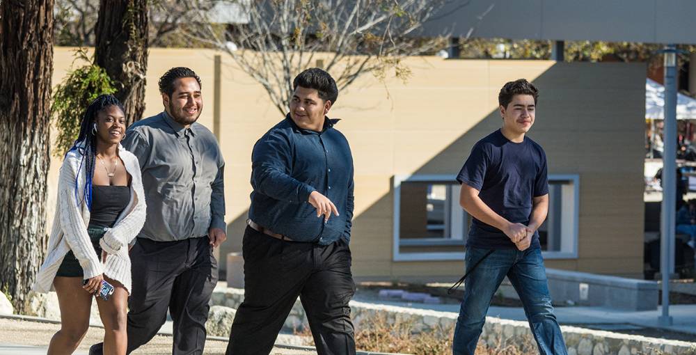 Students walking on campus