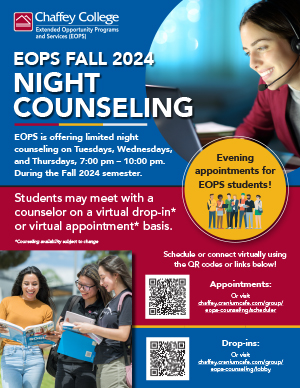 Flyer of EOPS Night Counseling