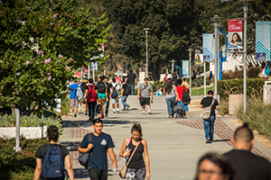 Students walking on Rancho Cucamonga campus